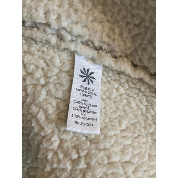 Athleta Tan Suede Sleeveless Sherpa Lined Vest W/ Pockets, Size S/M - Picture 8 of 8